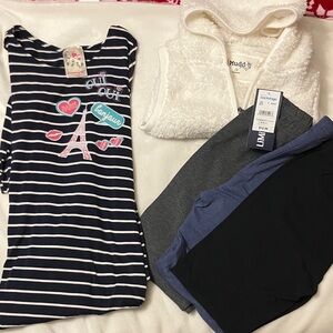 NWT G 10/12 Bundle Aline ParisbDress, cream hoodie, 3 Limited 2 leggings